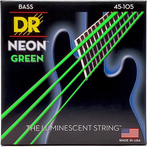 DR Strings NGB-45 Hi-Def neon green bass-strings, 045-105